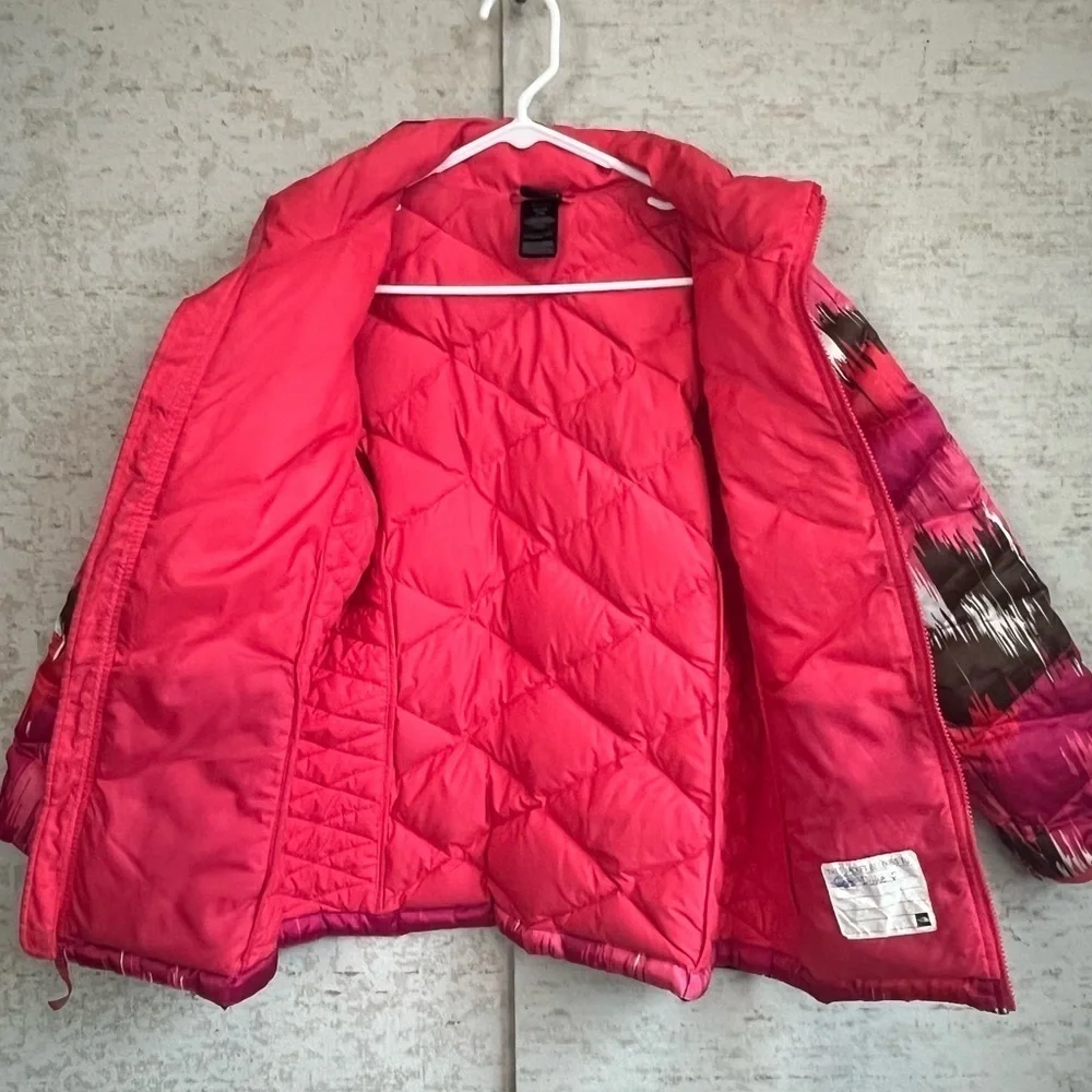 The North Face Girls XL 18 550 Fill Pink Brown White Down Ski Jacket Snowboard